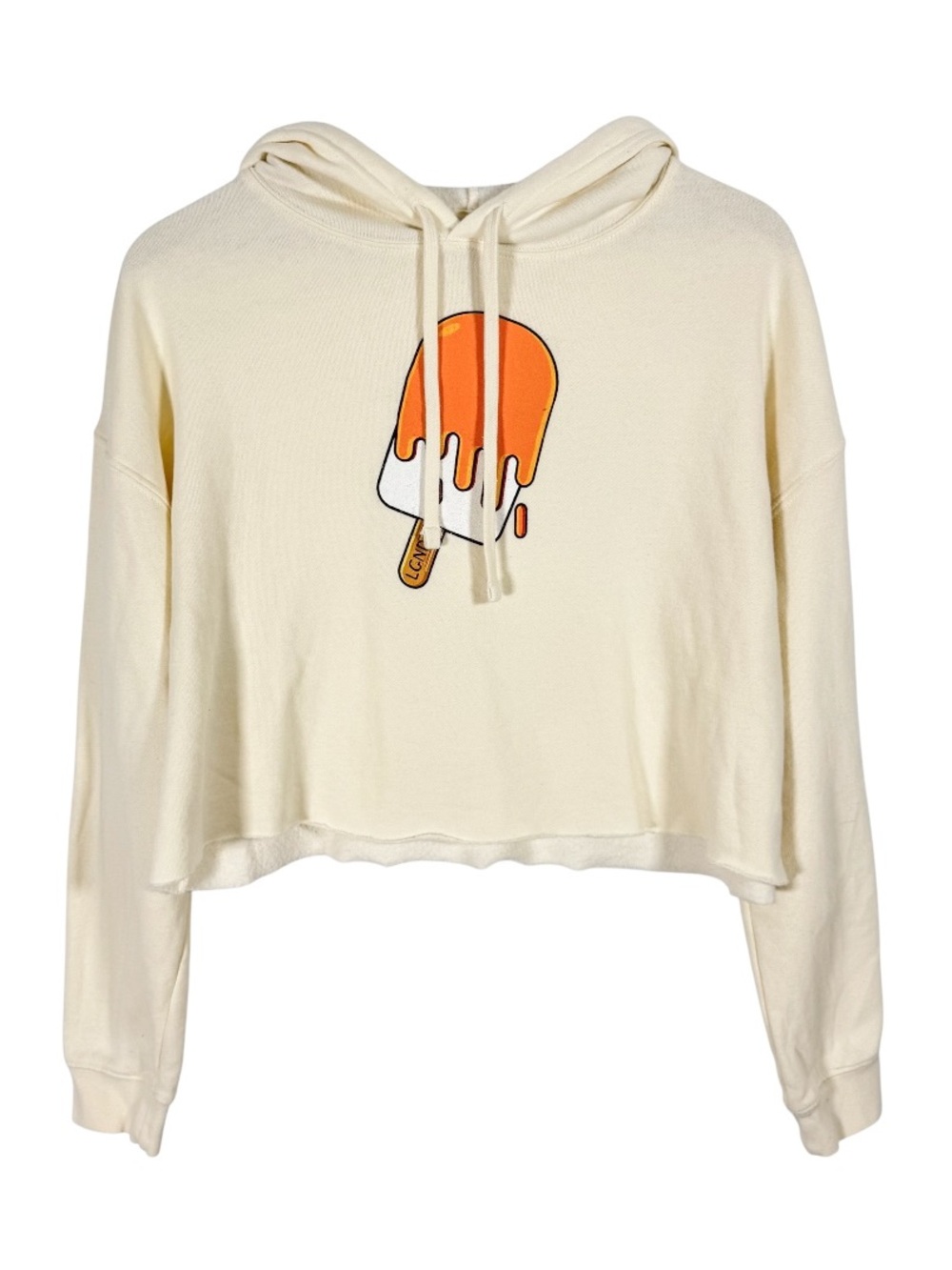 LGND Supply Co Cream Cropped Graphic Popsicle Hoodie Sz M